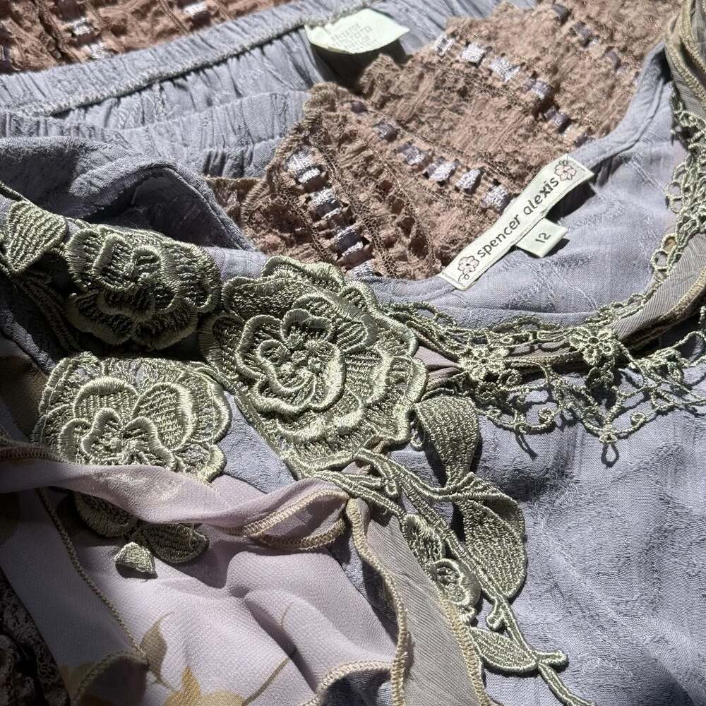 Vintage Spencer Alexis Floral Lace Purple Patchwork 2 Piece Set - Picture 4 of 8